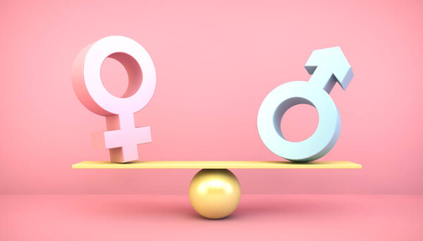 gender equity gap 3d rendering