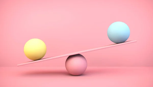 Balancing Balls Auf Rosa Hintergrund Rendering — Stockfoto