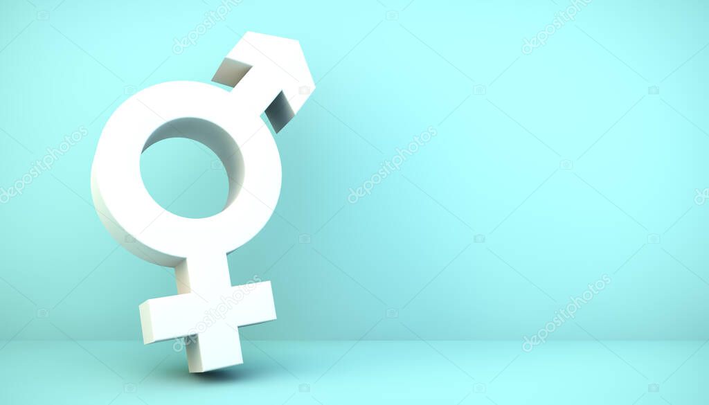 gender icon on blue background 3d rendering