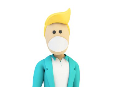 Tıbbi maskeli karakter 3D görüntüleme izole edildi