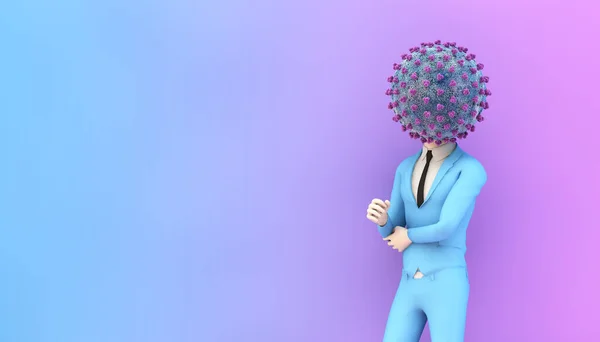 Virüs Başlıklı Adam Görüntüleme — Stok fotoğraf
