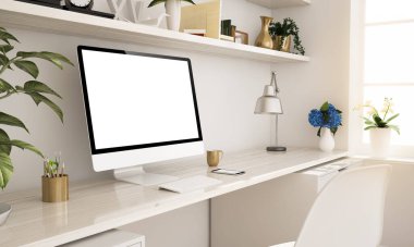 ev ofisinin bilgisayarı 3D görüntüleme