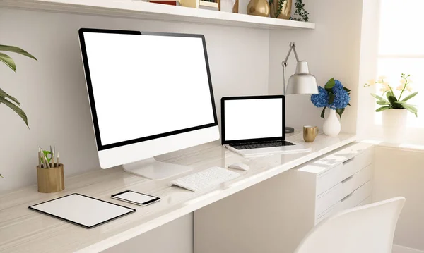 Responsive Devices Home Desktop Rendering — Stock Photo, Image