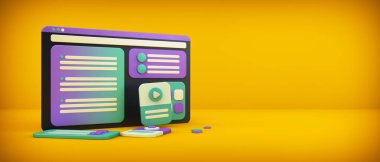 Web sitesi arayüz tasarımı konsepti 3d oluşturma