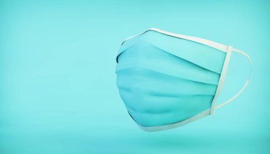 Mavi tıbbi maske 3D görüntüleme