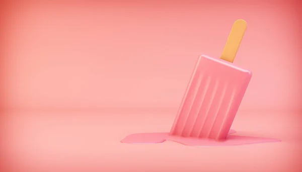 핑크녹인 아이스크림 렌더링 — 스톡 사진