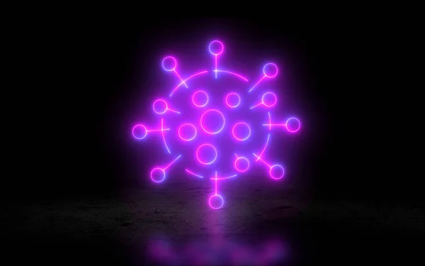 Neon Virus Pictogram Illustratie Rendering — Stockfoto