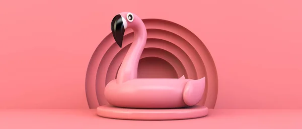Pink Flamingo Podium Rendering — Stock Photo, Image