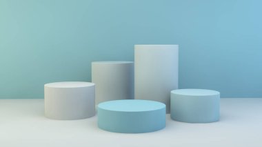 Mavi boş ürün ekran platformunun 3d görüntülenmesi 