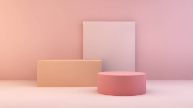 3D görüntüleme pembe platform mağaza önü ürün sergisi