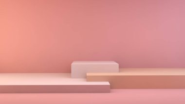 Pembe ve turuncu tonlarda ürün ekran platformu 3D görüntüleme