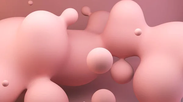 浅粉液体形状3D渲染 — 图库照片