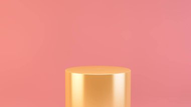 Pembe zemin üzerinde altın platform 3D görüntüleme