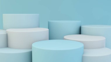 Ürün sunumu için mavi cilynder arkaplan 3d oluşturma