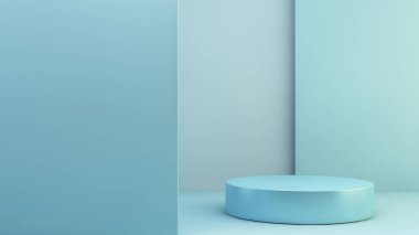 Mavi ürün sunumu aşama 3d oluşturma