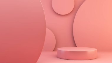 Ürün sunumu için pembe platform 3d oluşturma