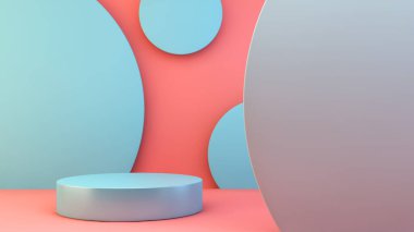 Ürün sunumu için mavi platform 3d oluşturma