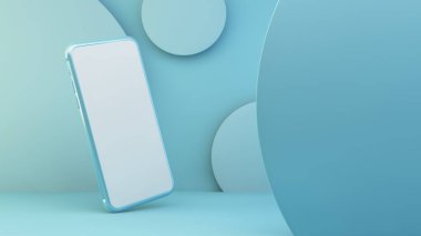 Beyaz ekran 3D görüntülü mavi telefon