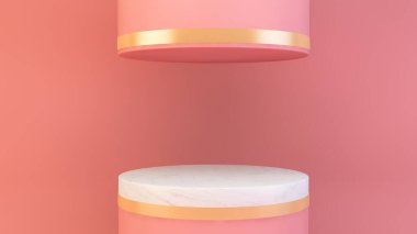 Soyut pembe kompozisyon 3D işlemeli podyum