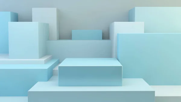Plataforma Cubos Azules Renderizado —  Fotos de Stock