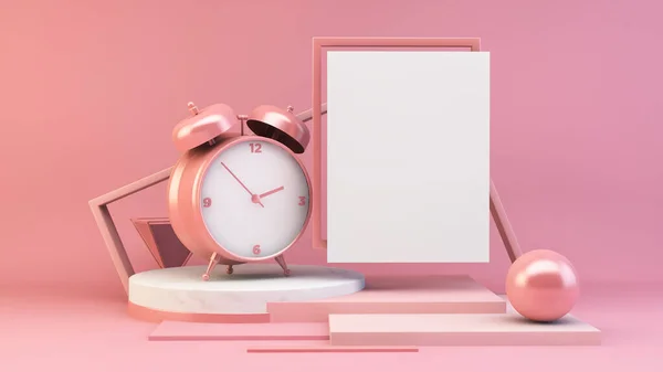 Blank Poster Clock Illustration Rendering — Stock Photo, Image