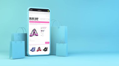 Mobile shopping concept 3d rendering clipart