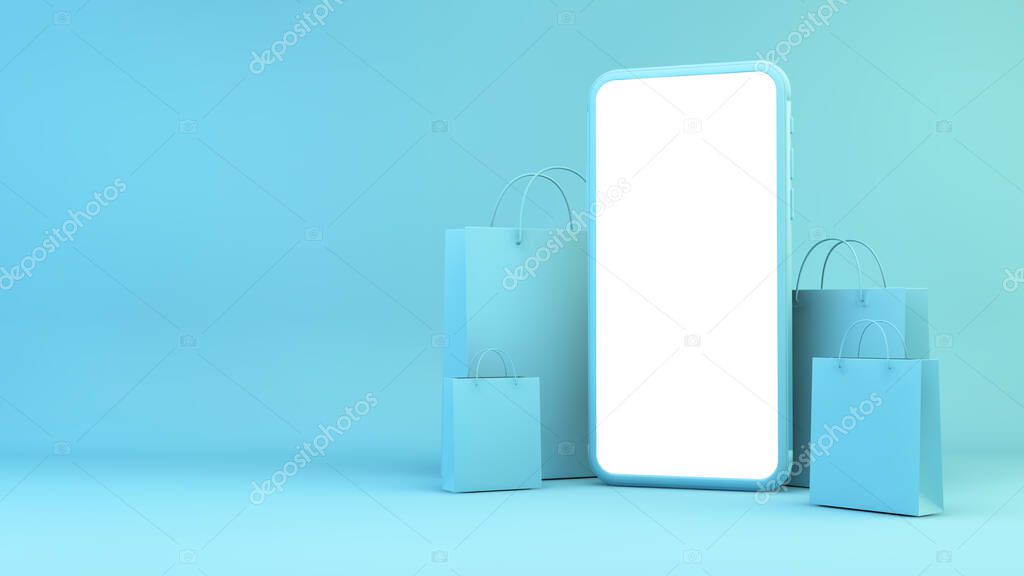 Mobile shopping concept 3d rendering