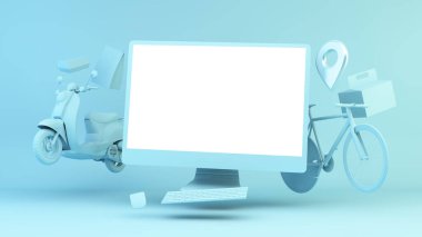 süpermarket çevrimiçi sipariş dağıtım konsepti 3D oluşturma