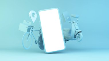 Fast food ev teslimatı konsepti 3D görüntüleme
