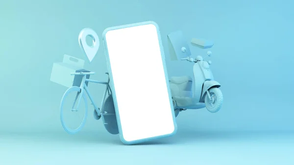 Fast food home delivery concept 3d rendering