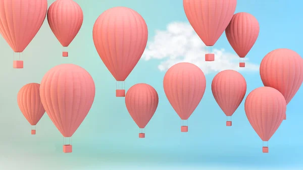 hot air balloons on the sky 3d rendering