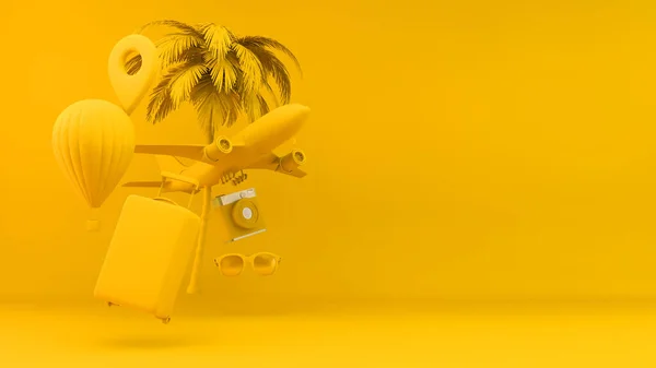 Concepto Objetos Viaje Representación Amarilla — Foto de Stock