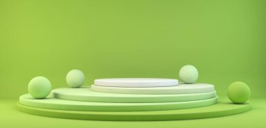 Ürün sunumu için yeşil platform 3d oluşturma