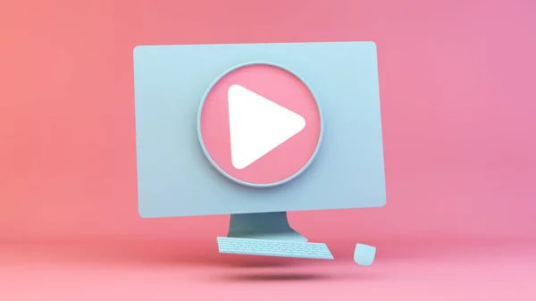 Video Play Button Concept Rendering — Stock Photo, Image