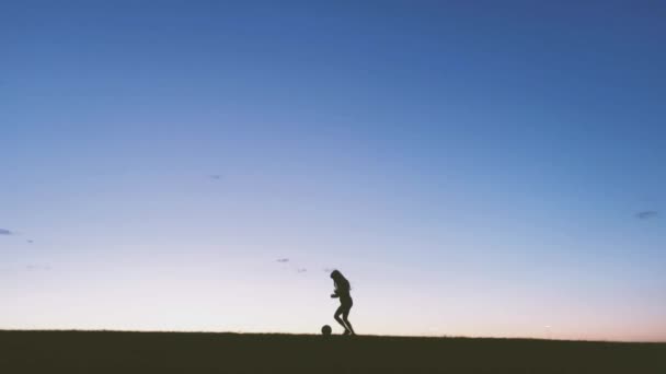 Silhouette Bambini Che Giocano Calcio — Video Stock