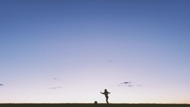 Silhouette Enfants Jouant Football — Video