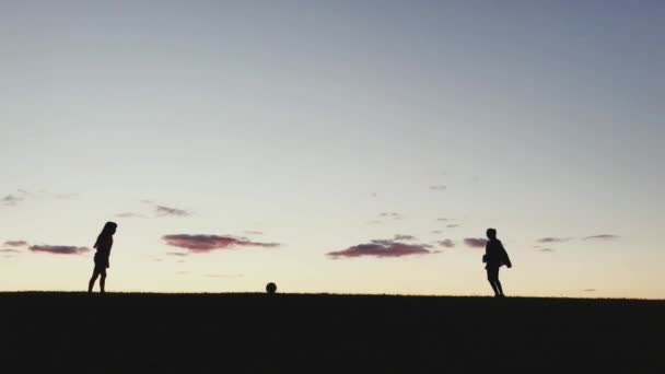 Silhouette Children Playing Soccer — Stock Video