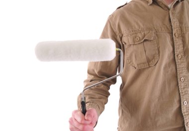 bir adam izole üzerinde beyaz boyama. 