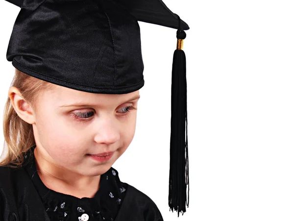 Una Niña Graduada Aislada Blanco — Foto de Stock