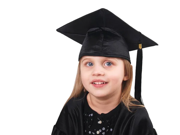 Een Afgestudeerde Van Meisje Geïsoleerd Wit — Stockfoto