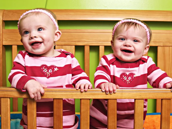 Baby Girl Twins Bed — Stock Photo, Image