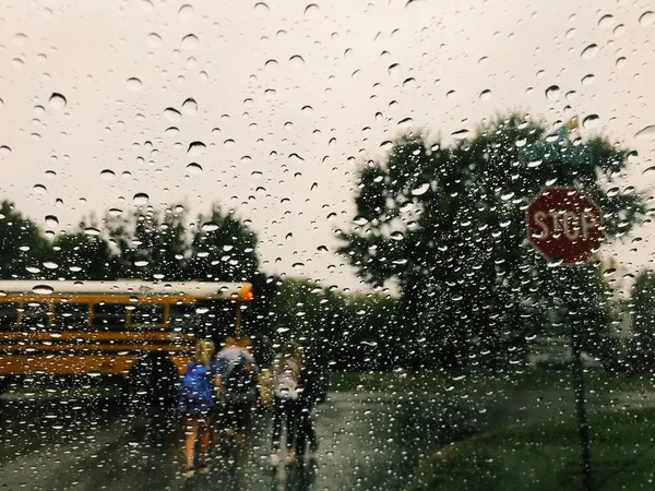 Rainy Day Bus Stop — Stock Photo, Image