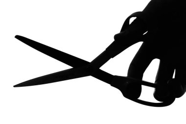 makas siluet tutan bir kişi. 