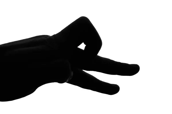 Marionetta Silhouette Mano Isolato Bianco — Foto Stock