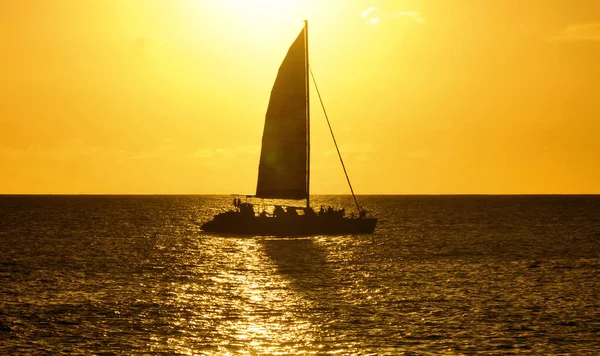 Zonsondergang Zeilen Vanaf Het Caribische Eiland Sint Maarten — Stockfoto