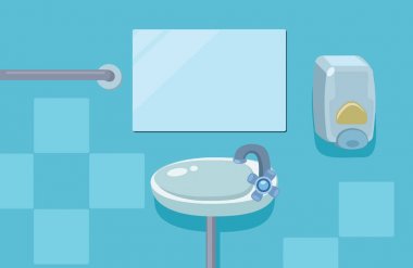 Çizgi film banyo iç mavi renkler ile 