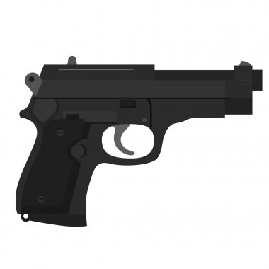 Beyaz arka planda siyah tabanca illüstrasyon 