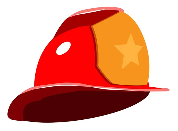 Illustration Casque Pompier Rouge Avec Étoile Jaune Sur Côté — Image vectorielle