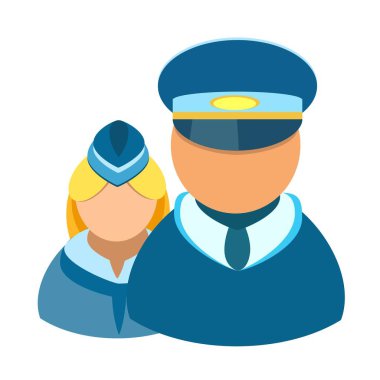 Beyaz arka plan ile pilot ve hostes izole simgesi