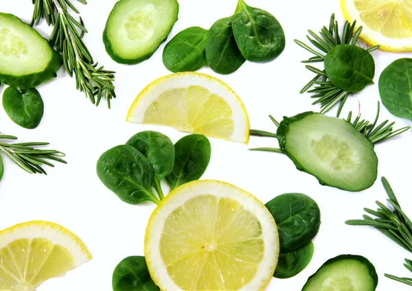 limon, salatalık ve otlar ile arka plan